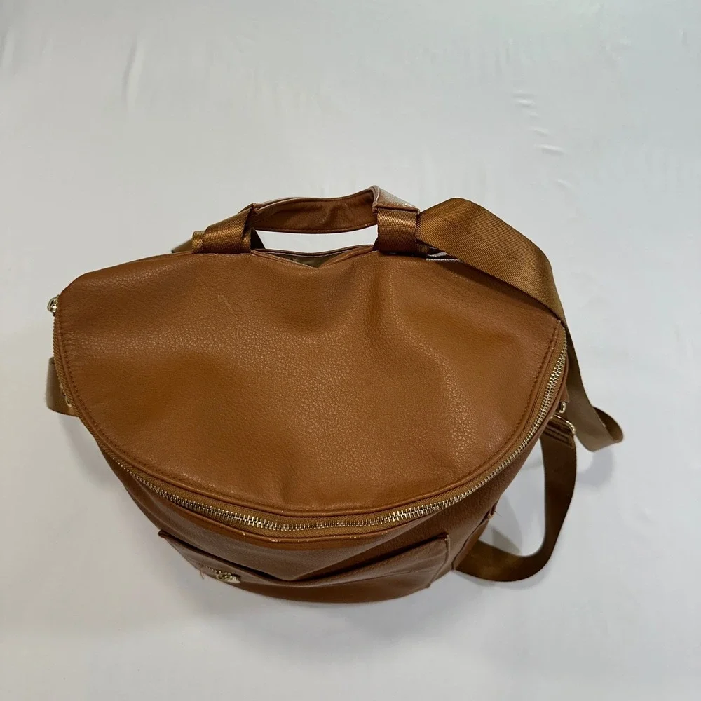 Miss Fong Diaper Bag Backpack Women‎ Large Brown Vegan Leather Insulated Classic